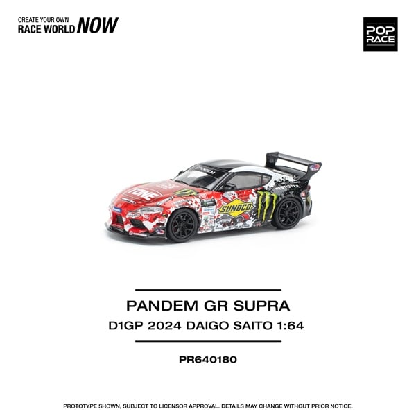  Mô hình xe Pandem Toyota GR Supra D1GP 2024 Daigo Saito tỉ lệ 1:64 Poprace PR640180 