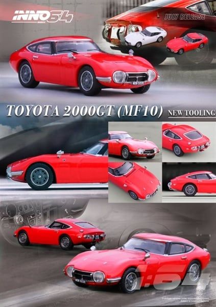  Mô hình xe Toyota 2000GT Solar red tỉ lệ 1:64 INNO64 MODELS 