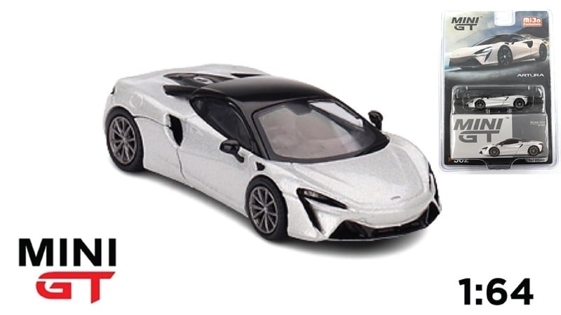  Mô hình xe McLaren Artura Ice Silver card tỉ lệ 1:64 MiniGT 