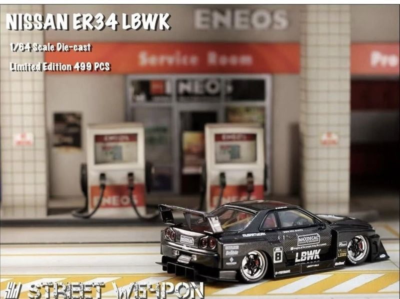  Mô hình xe Nissan ER34 LBWK Black Carbon Special Edition tỉ lệ 1:64 Street Weapon SW64232 