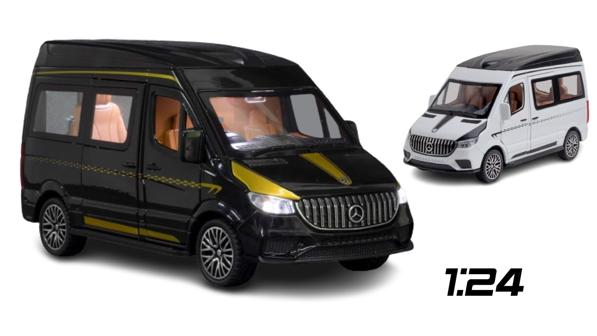  Mô hình xe Mercedes Benz Sprinter Mpv full open 1:24 Miniauto 8049 