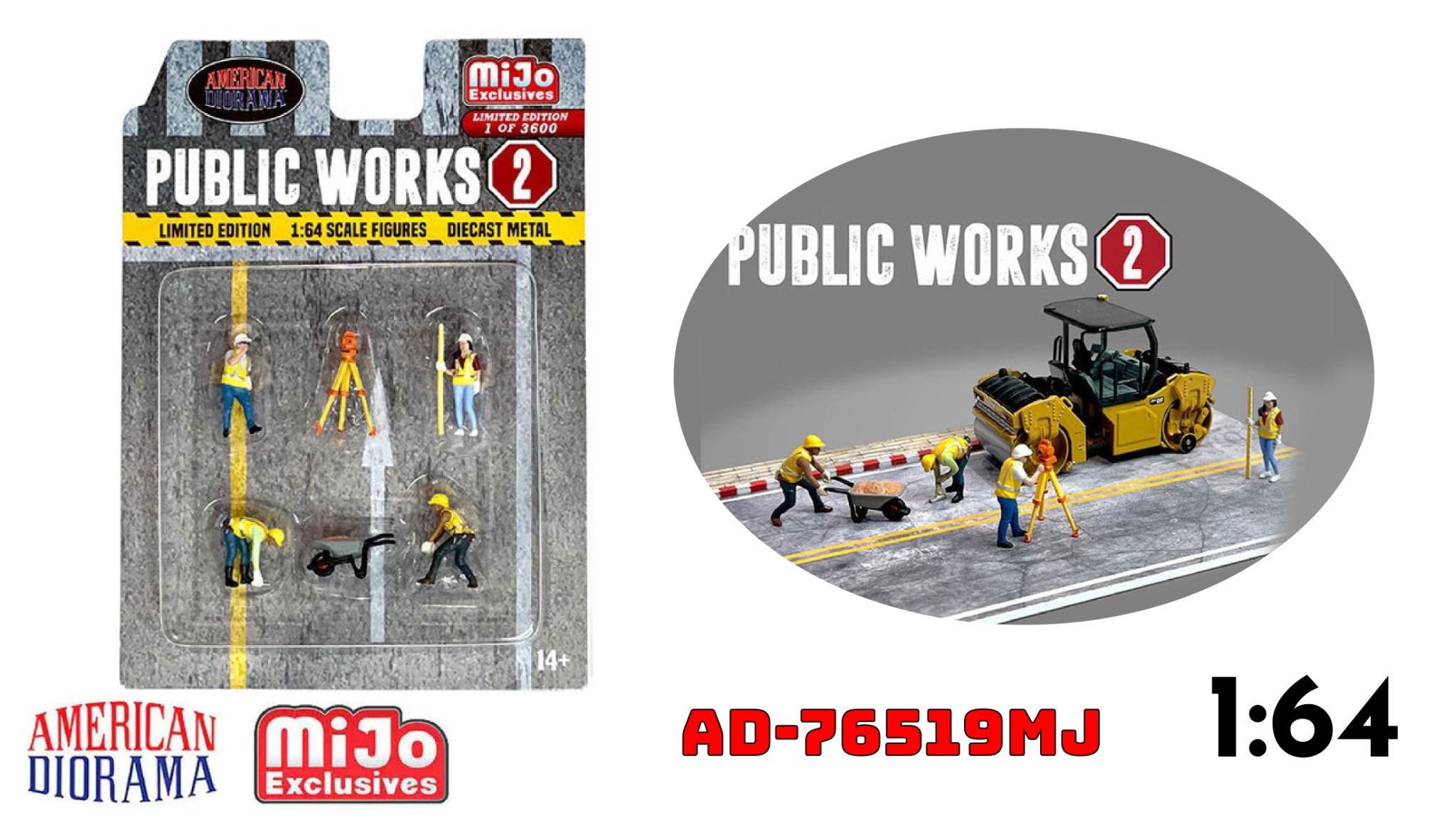  Set mô hình nhân vật 5 người lao động công trình tỉ lệ 1:64 American Diorama AD-76519MJ 