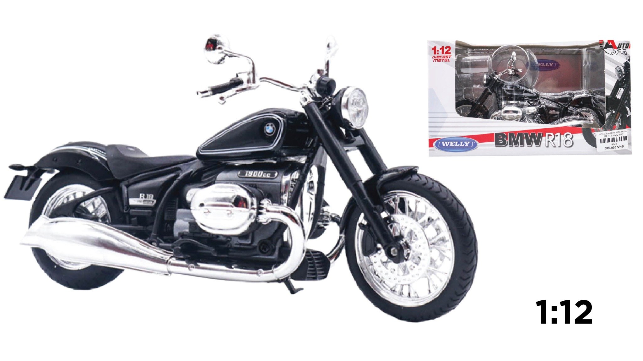  Mô hình xe BMW R18 1800cc tỉ lệ 1:12 Welly MT090 