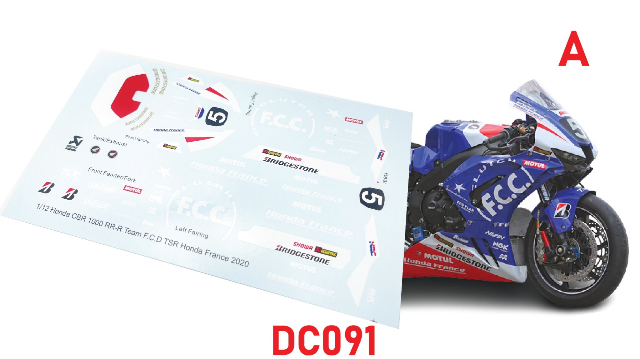  Decal nước Honda CBR1000RR 1:12 DC091 