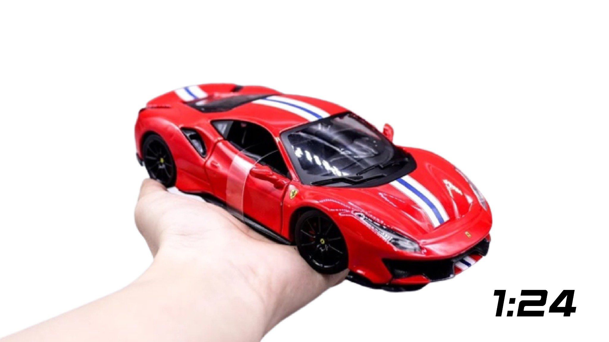  Mô hình xe Ferrari 488 Pista Red đánh lái được phiên bản có đế 1:24 Bburago 5836 