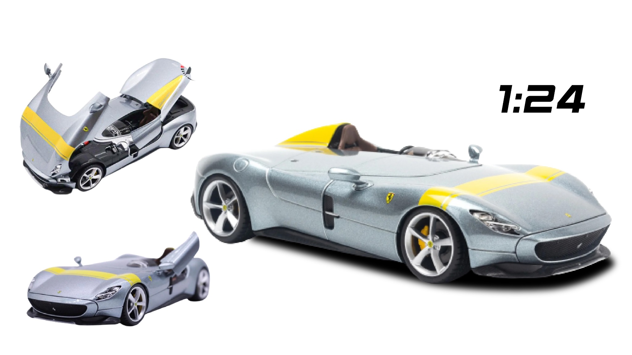  Mô hình xe Ferrari Monza Sp1 Sports đánh lái được full open 1:24 Bburago 7954 