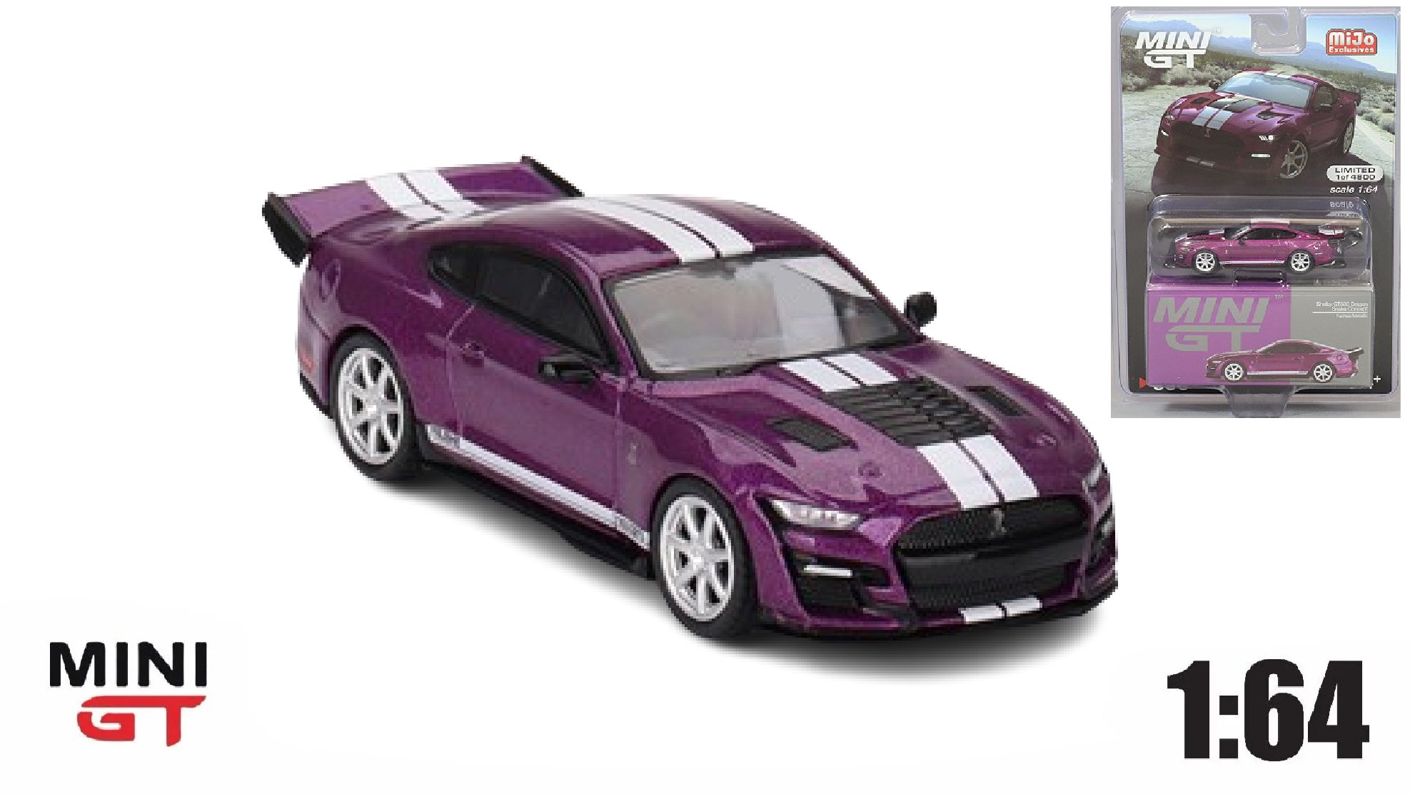  Mô hình xe Shelby GT500 Dragon Snake Concept Fuchsia Metallic bản card tỉ lệ 1:64 MiniGT MGT00696 