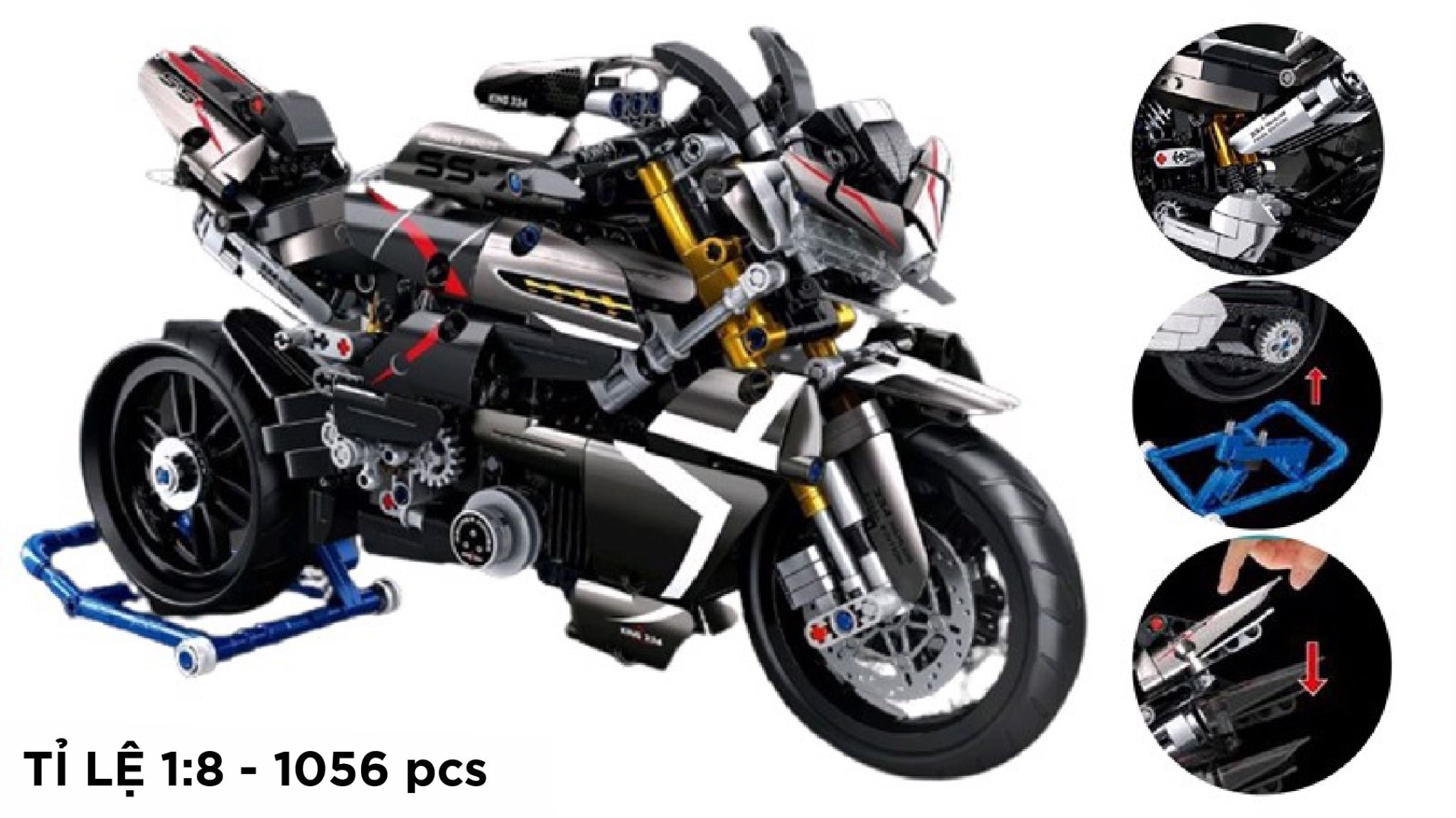  Mô hình xe mô tô lắp ghép Suzuki B King Technic 1056 pcs tỉ lệ 1:8 LG012 