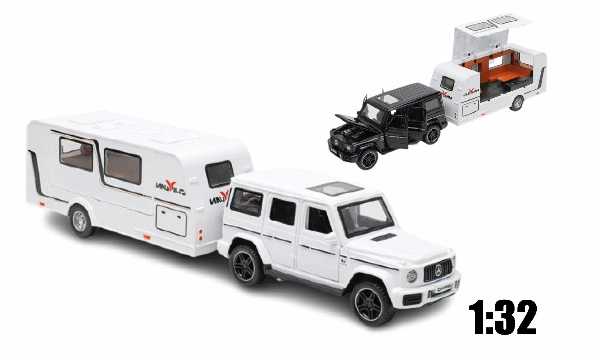  Mô hình xe ô tô kéo trailer Mercedes Benz G63 1:32 Alloy model OT174 