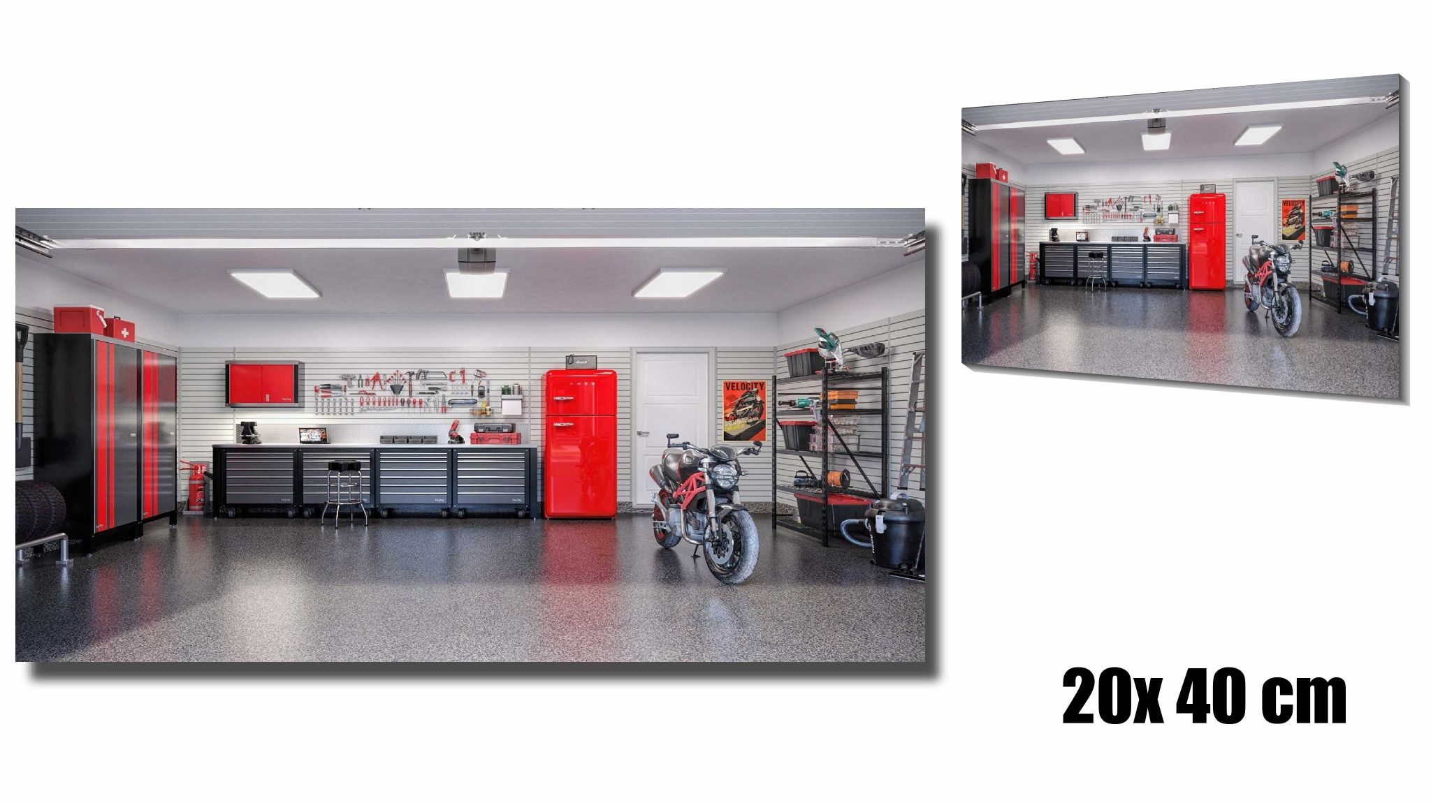  Diorama trưng bày 1 mặt background Garage showroom tools red dành cho mô hình DR017 