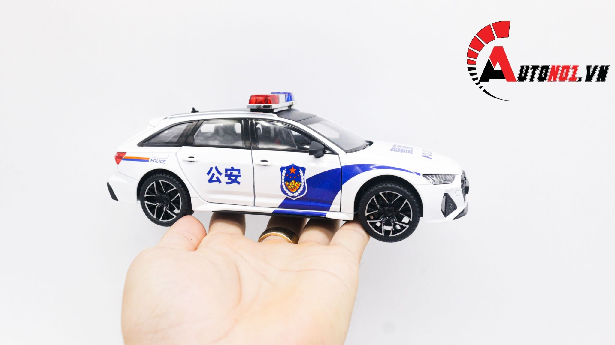  Mô hình xe ô tô Audi RS6 Police White tỉ lệ 1:24 Jinlifang OT196 