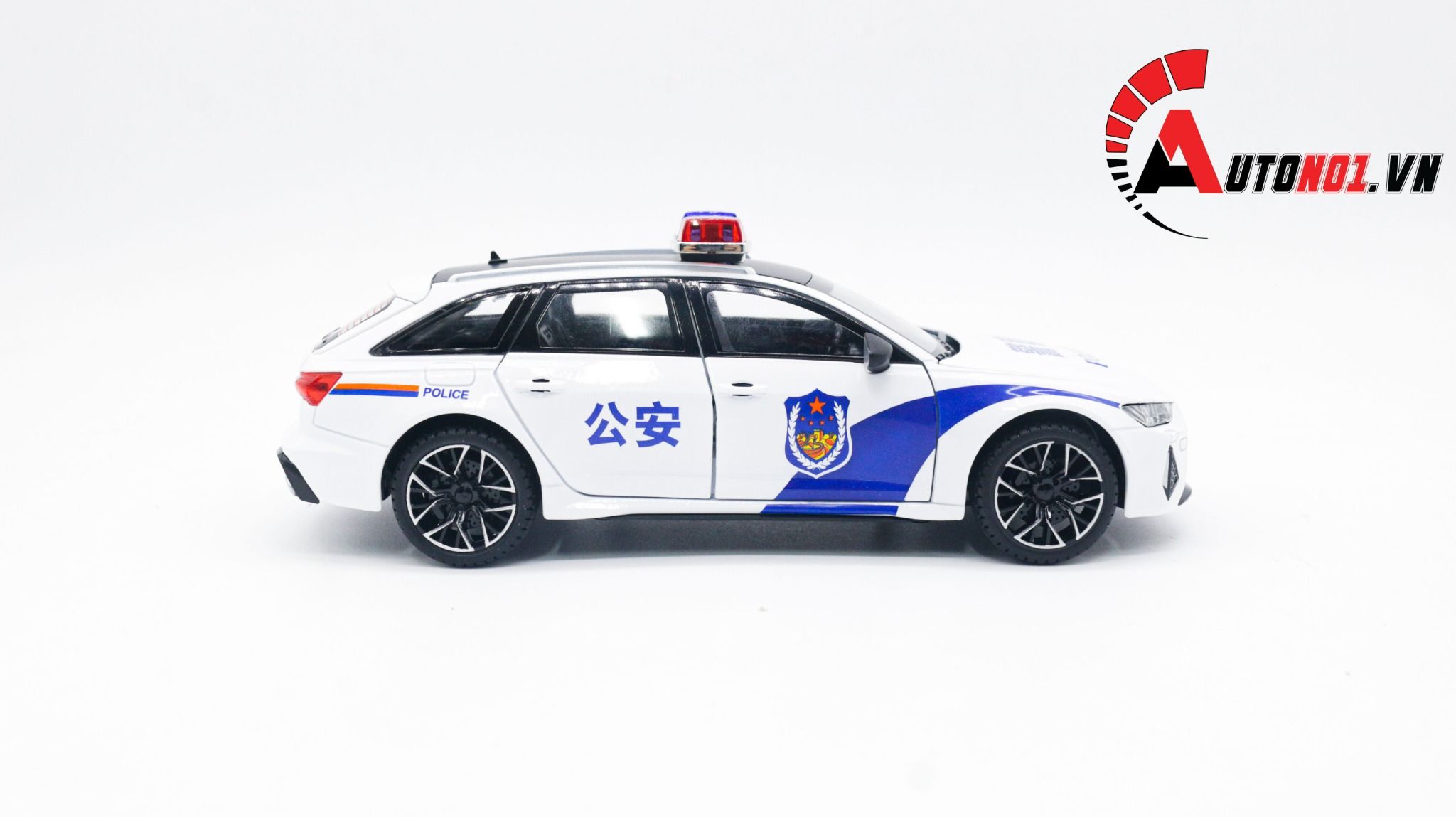  Mô hình xe ô tô Audi RS6 Police White tỉ lệ 1:24 Jinlifang OT196 