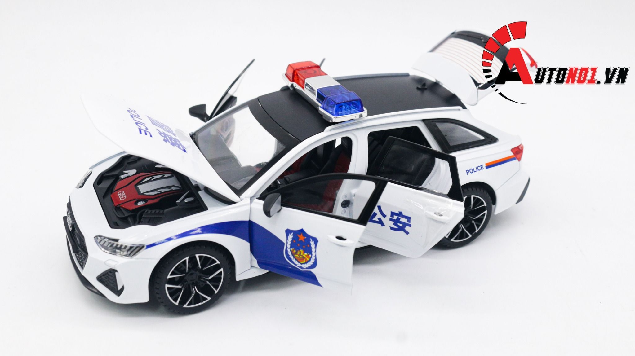  Mô hình xe ô tô Audi RS6 Police White tỉ lệ 1:24 Jinlifang OT196 