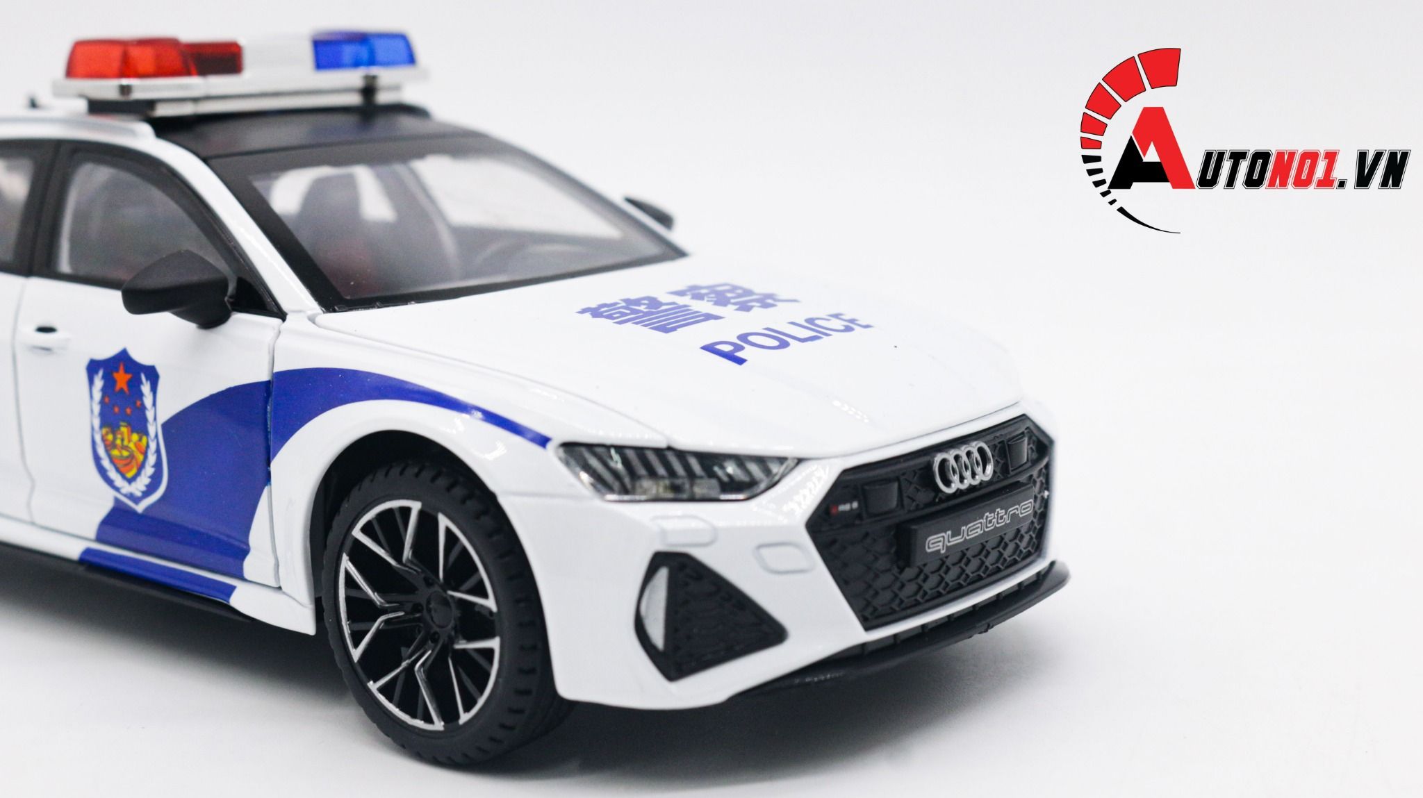  Mô hình xe ô tô Audi RS6 Police White tỉ lệ 1:24 Jinlifang OT196 