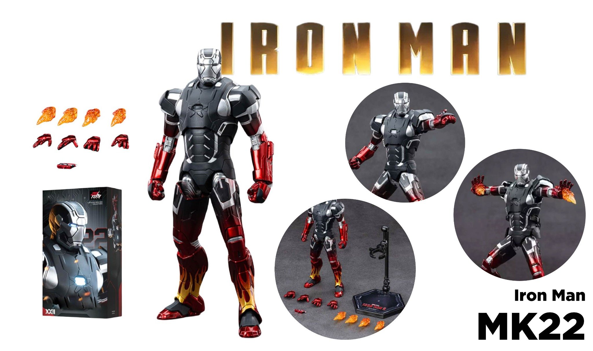  Mô hình nhân vật Marvel Iron man người sắt Iron man Mark 22 MK22 SHF Iron man 3 tỉ lệ 1:10 18CM ZD Toys FG262 