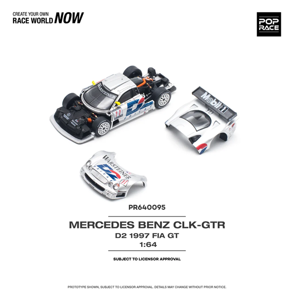  Mô hình xe Mercedes-Benz AMG CLK GTR 1997 FIA GT D2 Privat tỉ lệ 1:64 Poprace PR640095 