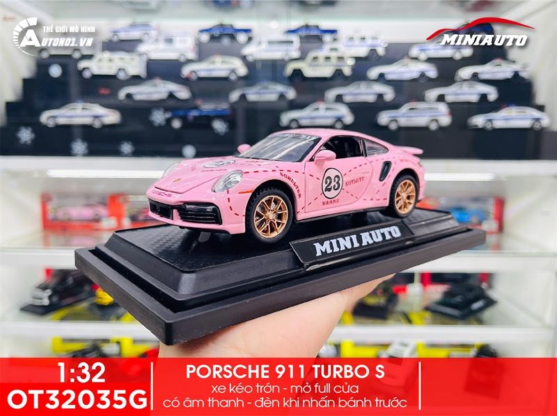  Mô hình xe Porsche 911 Turbo S full open , có đèn và âm thanh tỉ lệ 1:32 Miniauto OT32035 