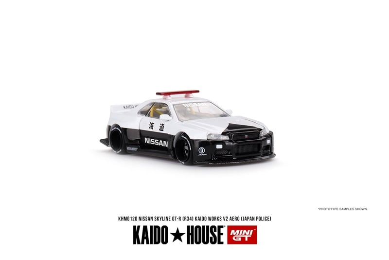  Mô hình xe Nissan Skyline GT R - R34 police V2 AERO tỉ lệ 1:64 Kaido House KHMG120 