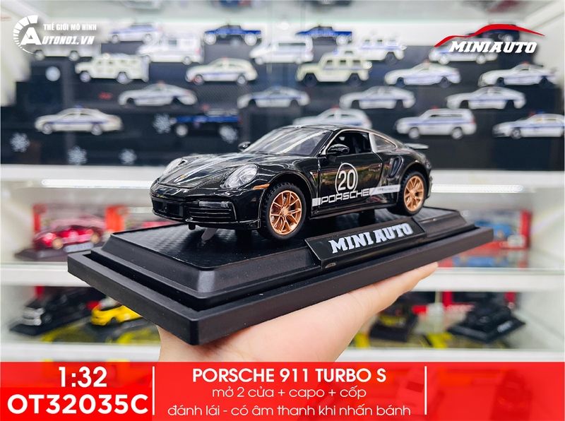  Mô hình xe Porsche 911 Turbo S full open , có đèn và âm thanh tỉ lệ 1:32 Miniauto OT32035 