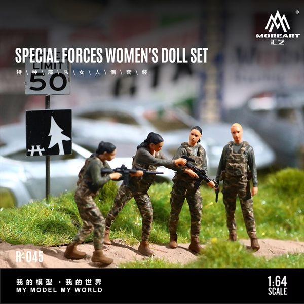  Mô hình nhân vật 4 figure Special Forces Women's Doll tỉ lệ 1:64 More Art MO223045 