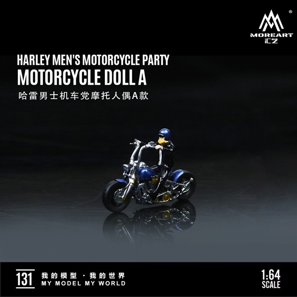  Mô hình xe và nhân vật figure Harley men's motorcycle party blue tỉ lệ 1:64 MoreArt MO222131 