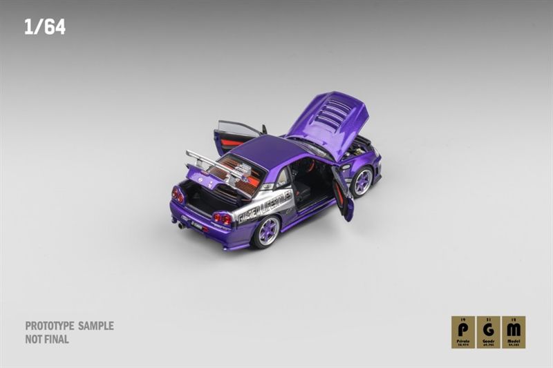  Mô hình xe Nissan Skyline R34 Z-Tune - Candy Purple Sliver HEC 2025 giới hạn 999pcs tỉ lệ 1:64 PGM OT64283 