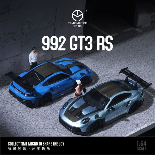  Mô hình xe Porsche 992 GT3 RS Glacier Blue tỉ lệ 1:64 Time Micro TM644635 
