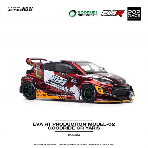  Mô hình xe Toyota Yaris Eva RT Production Model-02 Goodride GR Yaris tỉ lệ 1:64 Poprace PR640126 