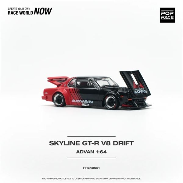  Mô hình xe Nissan Skyline GT-R V8 Drift Hakosuka Advan tỉ lệ 1:64 Poprace PR640081 