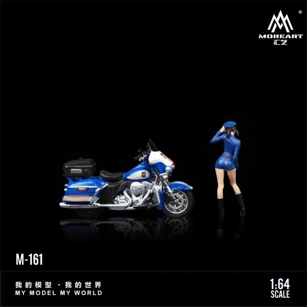  Mô hình nhân vật figure nữ và xe cảnh sát Harley Davison resin tỉ lệ 1:64 MoreArt MO222161 