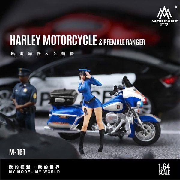  Mô hình nhân vật figure nữ và xe cảnh sát Harley Davison resin tỉ lệ 1:64 MoreArt MO222161 