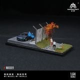  Hộp trưng bày mô phỏng sa bàn bãi đỗ xe kèm đường ray kích thước 18x8.5x8.6cm Railway Scenery tỉ lệ 1:64 MoreArt MO901322 