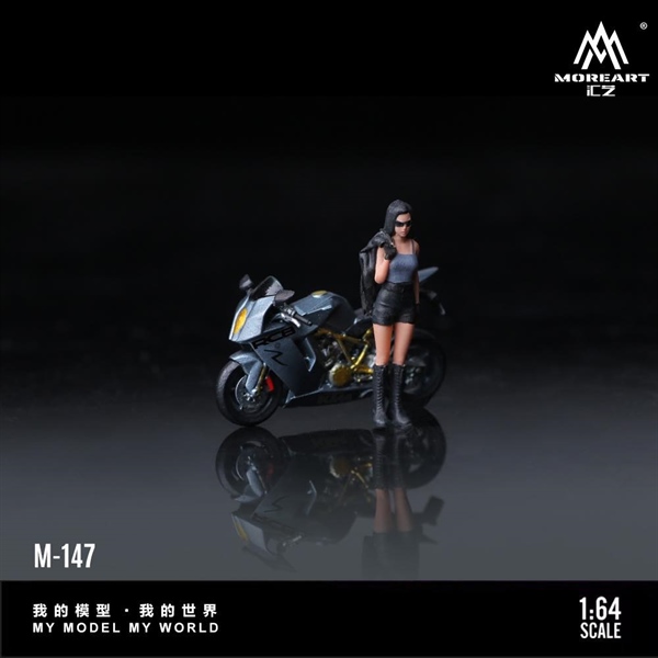  Mô hình nhân vật figure và xe mô tô KTM1190 Grey Pretty Girl tỉ lệ 1:64 More Art MO222147 