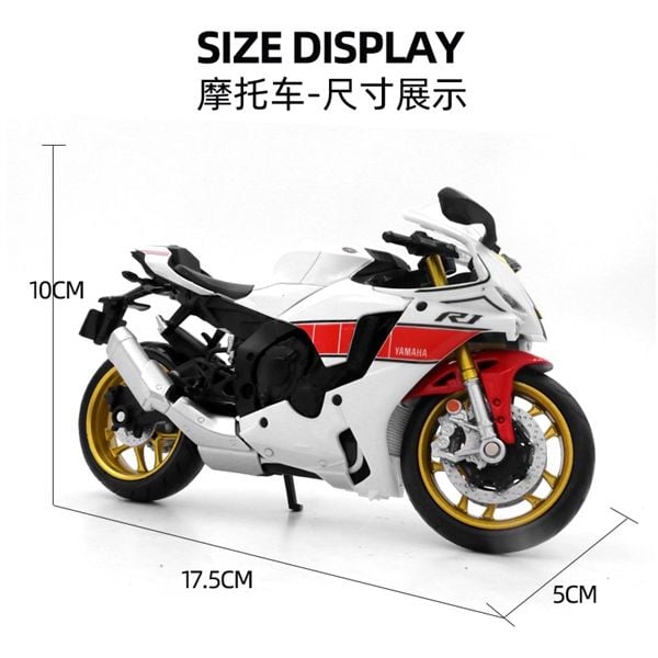  Mô hình xe Yamaha Yzf R1 tỉ lệ 1:12 Alloy Model MT034 