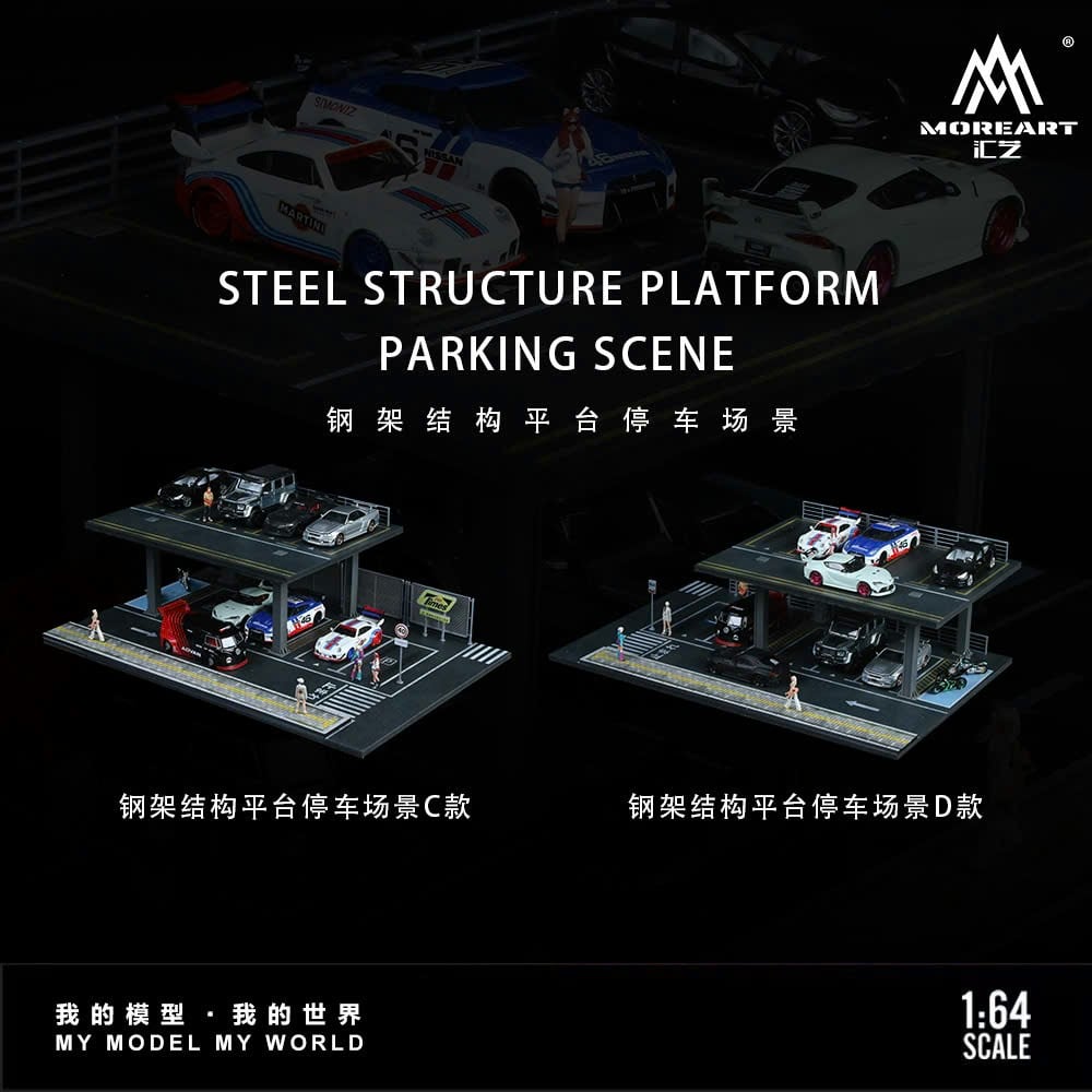  Hộp trưng bày mica mô phỏng bãi đỗ xe có tầng Steel Frame Structure Platform Serie kích thước 30x20x10cm tỉ lệ 1:64 MoreArt MO923003 