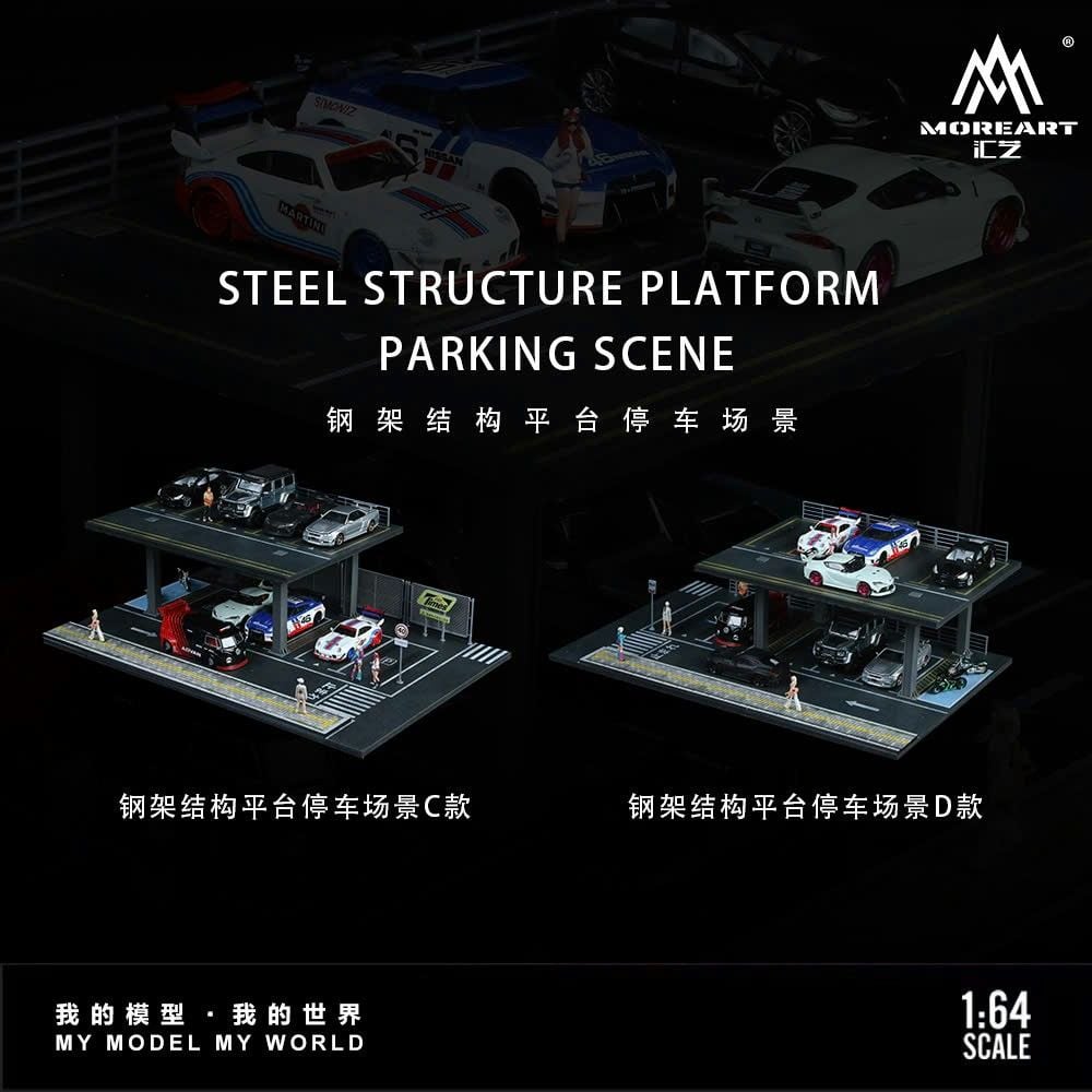  Hộp trưng bày mica mô phỏng bãi đỗ xe có tầng Steel Frame Structure Platform Serie kích thước 30x20x10cm tỉ lệ 1:64 MoreArt MO923003 