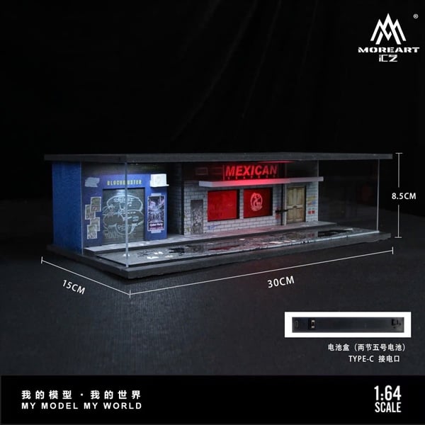  Hộp trưng bày mô phỏng khung cảnh Cyberpunk Series có đèn - mica 30cm x 15cm x 8.5cm tỉ lệ 1:64 MoreArt MO914307 