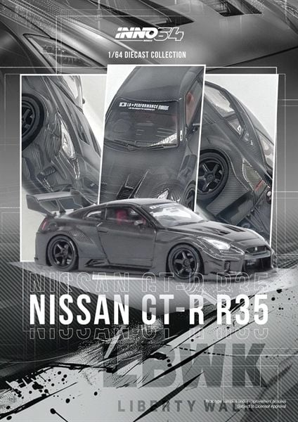  Mô hình xe Nissan GT-R (R35) LBWK Super Silhouette Full Carbon tỉ lệ 1:64 Inno64 model IN64-LBWKR35-FC 