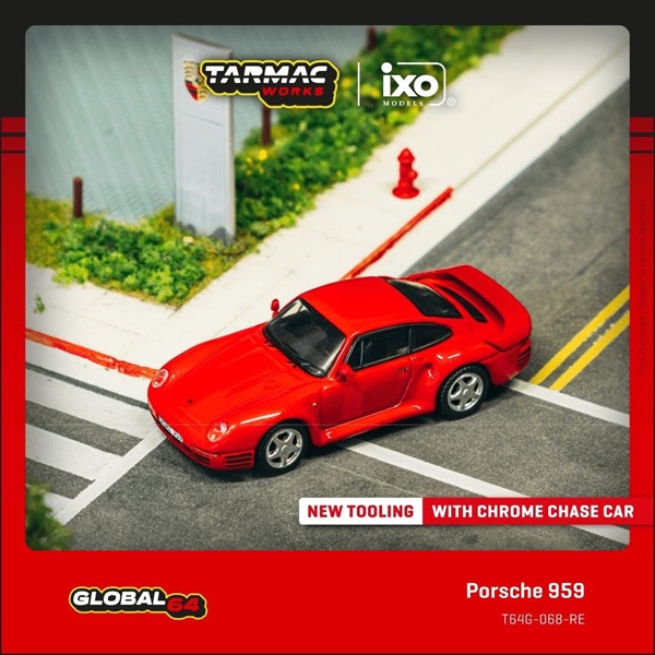  Mô hình xe Porsche 959, Red with box tỉ lệ 1:64 Tarmac Works T64G-068-RE 