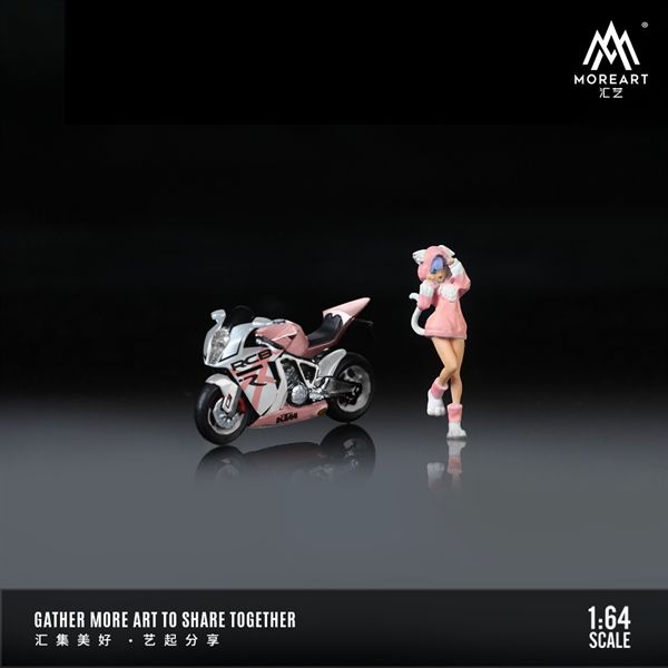  Mô hình nhân vật và mô tô KTM1190 Pink girl tỉ lệ 1:64 More Art MO222099 