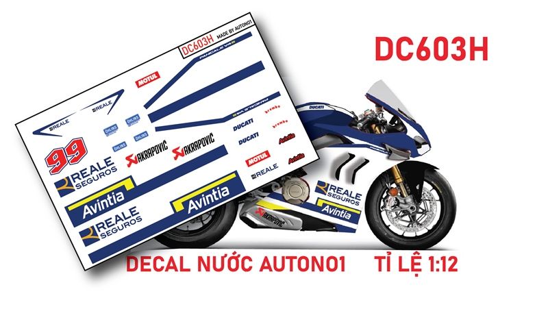 Decal nước độ Ducati Panigale V4S Reale Anvinta tỉ lệ 1:12 Autono1 DC603h 