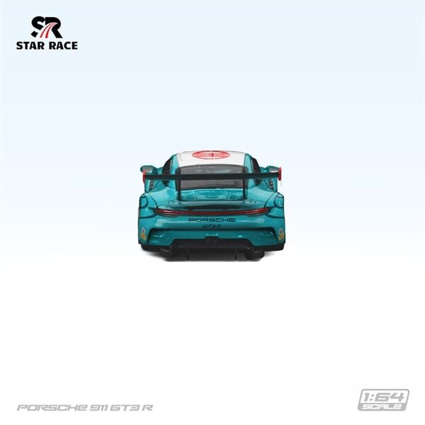  Mô hình xe SR Porsche 911 GT3 R-Light Blue 25 Racing Car tỉ lệ 1:64 Star Race SR64037 