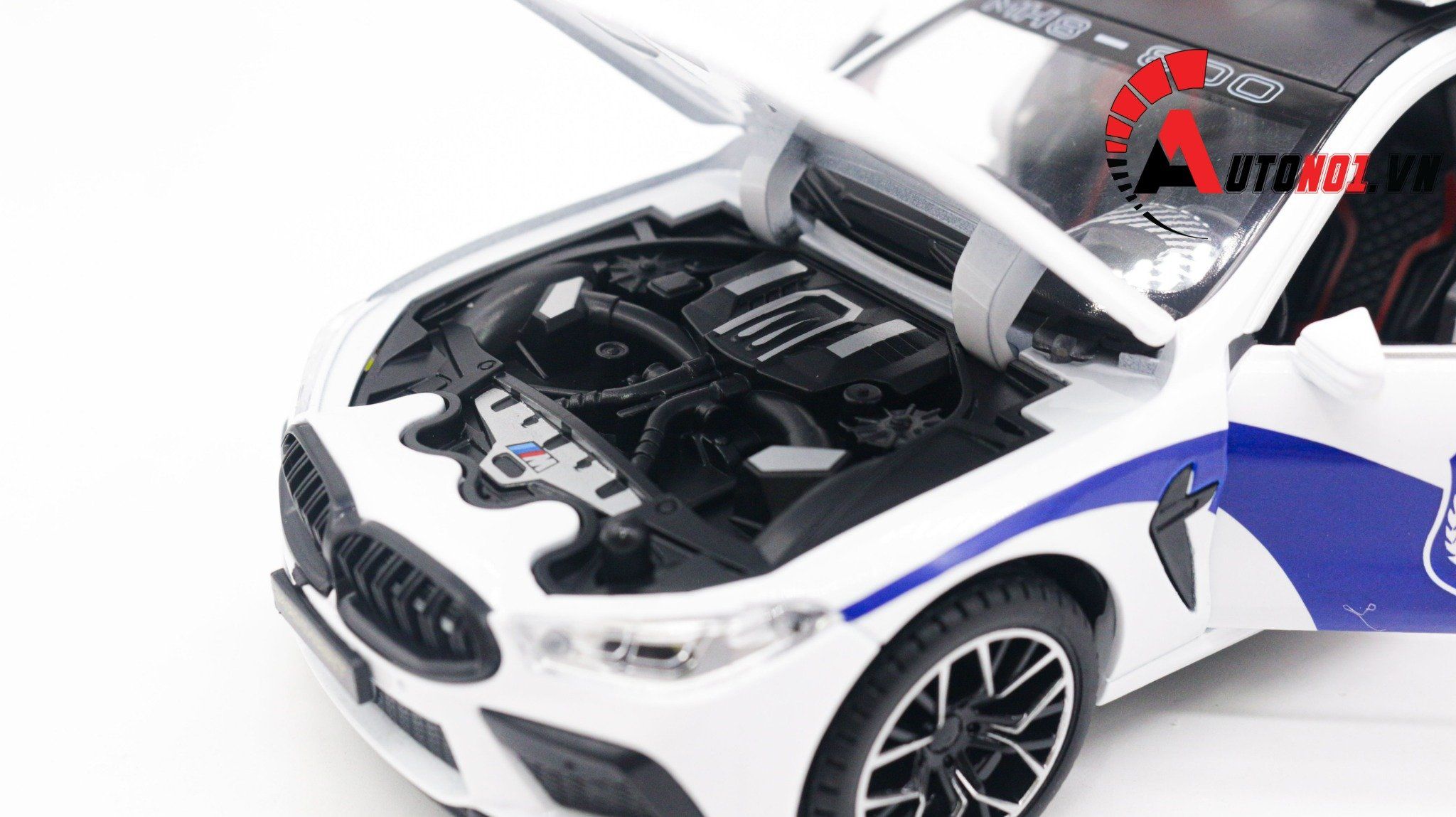  Xe mô hình ô tô Bmw M8 Police White tỉ lệ 1:24 Jinlifang OT197 