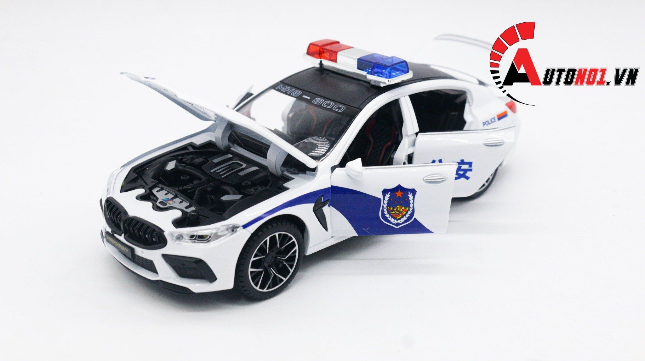  Xe mô hình ô tô Bmw M8 Police White tỉ lệ 1:24 Jinlifang OT197 