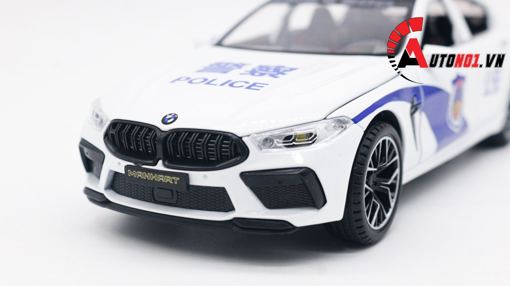  Xe mô hình ô tô Bmw M8 Police White tỉ lệ 1:24 Jinlifang OT197 