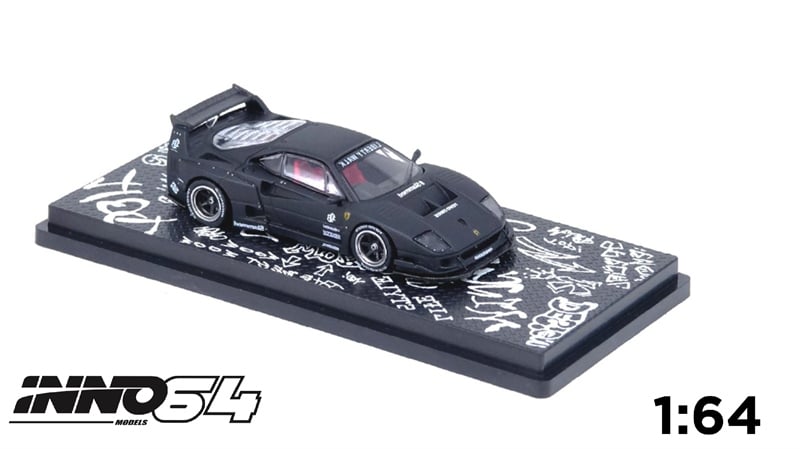  Mô hình xe ô tô Ferrari F40 LBWK Liberty Walk Matte Black HK Toycar Salon 2023 tỉ lệ 1:64 Inno64 model 