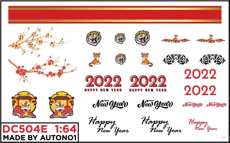 DECAL NƯỚC HAPPY NEW YEAR 2022 1:64 AUTONO1 DC504E