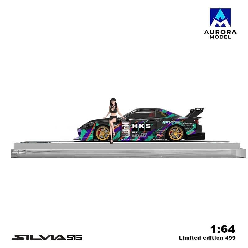  Mô hình xe Nissan S15 HKS tỉ lệ 1:64 Aurora Model AM646008 