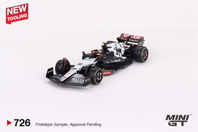  Mô hình xe AlphaTauri AT04 #22 Yuki Tsunoda 2023 F1 2023 Australian GP tỉ lệ 1:64 Mini GT bản card MGT00726 