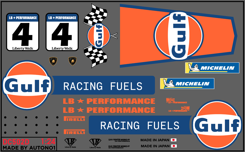  Decal nước Gulf Racing 1:24 Autono1 DC502d 